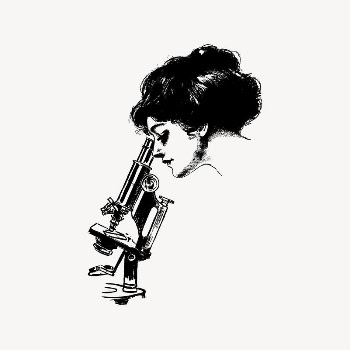 Woman using microscope drawing, vintage | Free Vector Illustration - rawpixel