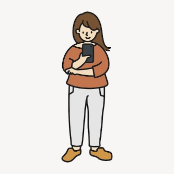 Woman using phone sticker, social | Free PSD Illustration - rawpixel