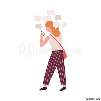 Woman using smartphone isolated on white background