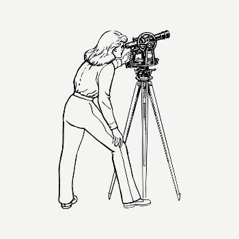 Woman using transit scope clipart, | Free PSD Illustration - rawpixel