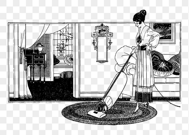 Woman vacuuming png sticker illustration, | Free PNG - rawpixel