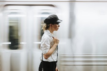 Woman Waiting For Train