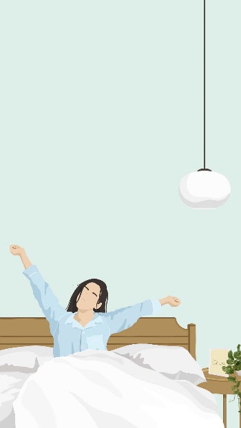 Woman waking up phone wallpaper, | Free Photo Illustration - rawpixel