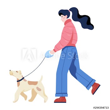 Woman walking a dog