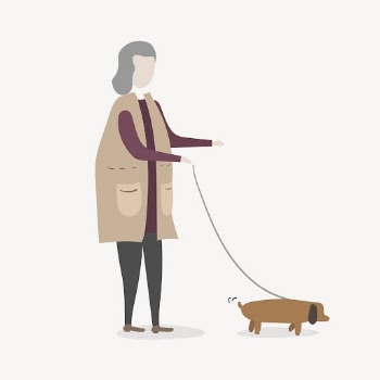 Woman walking dog clipart, cartoon | Free Photo Illustration - rawpixel
