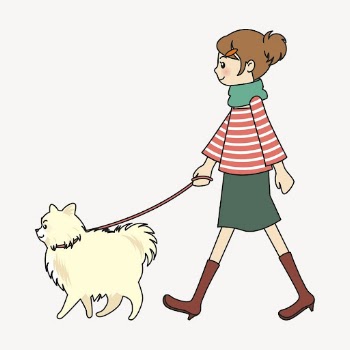 Woman walking dog collage element, | Free PSD - rawpixel