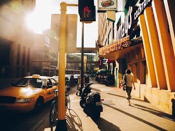 woman walking on street