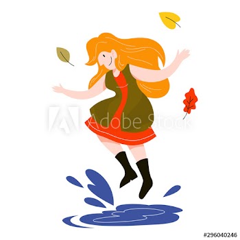 Woman walking under the rain