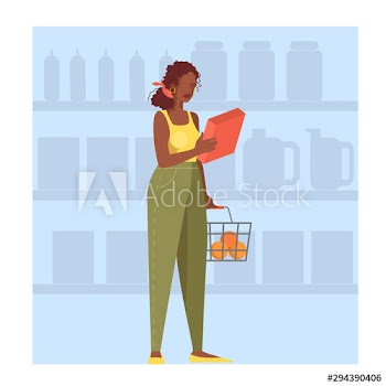 Woman walking with shopping basket in supermarket