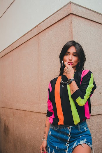 Woman Wearing A Colorful Shirt