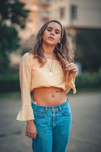 Woman Wearing A Crop Top