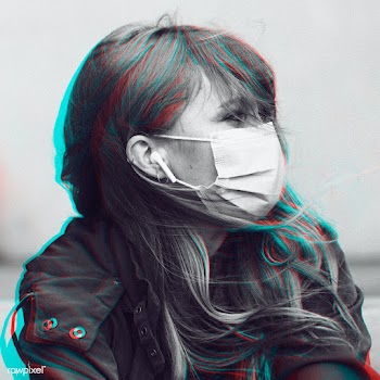 Woman wearing a face mask in public social template | Free  photo - 2315400
