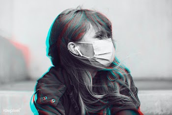 Woman wearing a face mask in public social template | Free  photo - 2315408