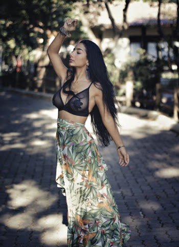 Woman Wearing a Sheer Style Top