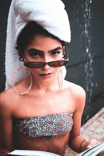 Woman Wearing Animal Print Tube Top