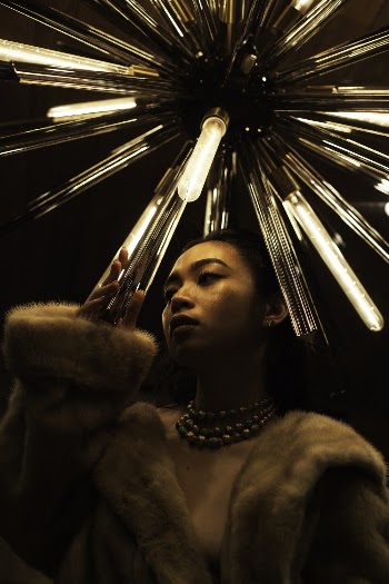 Woman Wearing Beige Fur Coat