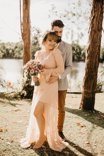 Woman Wearing Beige Wearing Dress and Man Wearing Gray Suit Jacket