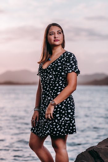 Woman Wearing Black and White Dress