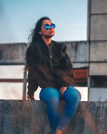 Woman Wearing Black Bomber Jacket
