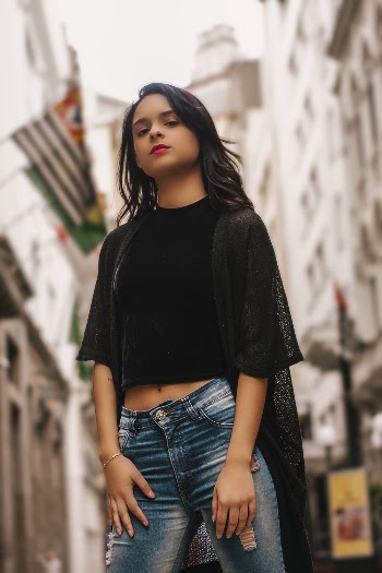 Woman Wearing Black Crop Top