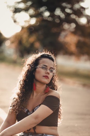 Woman Wearing Black Crop-top