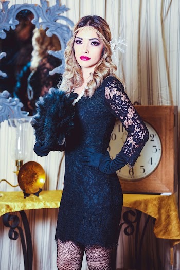 Woman Wearing Black Dress