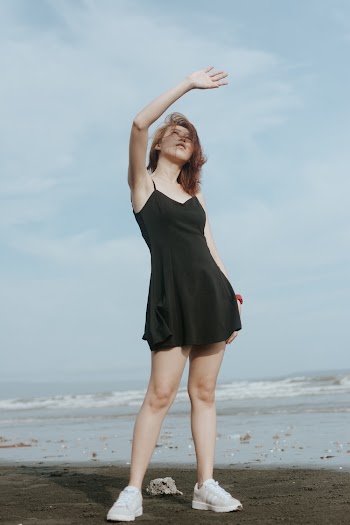 Woman Wearing Black Dress