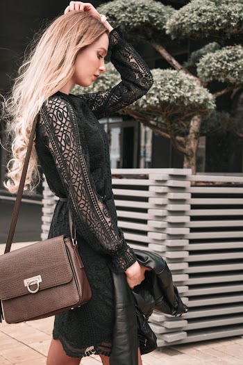 Woman Wearing Black Dress