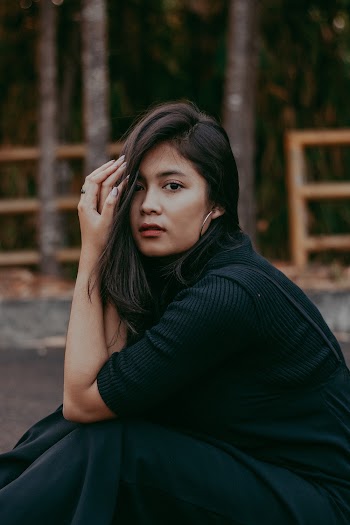 Woman Wearing Black Dress