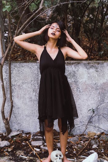 Woman Wearing Black Dress