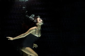 Woman Wearing Black Dress Under Water Photography
