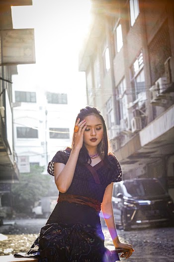 Woman Wearing Black Lace Dress