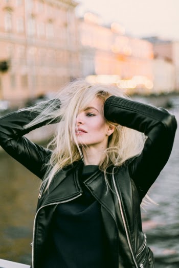 Woman Wearing Black Leather Bikers Jacket