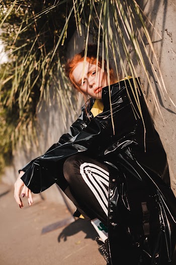 Woman Wearing Black Leather Jacket