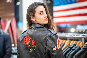 Woman Wearing Black Leather Jacket