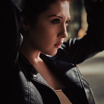 Woman Wearing Black Leather Jacket