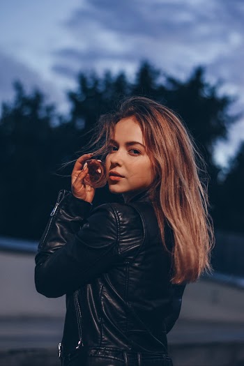 Woman Wearing Black Leather Jacket