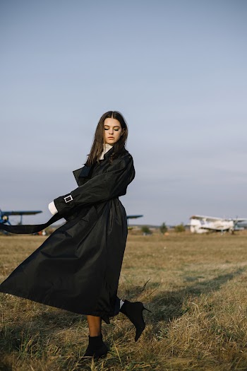 Woman Wearing Black Long-sleeved Dress