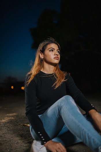 Woman Wearing Black Long-sleeved Shirt