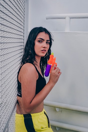 Woman Wearing Black Sport Bra