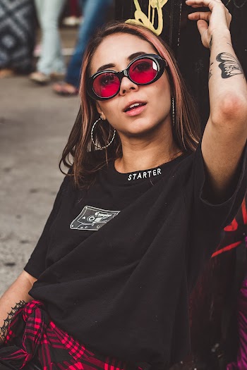 Woman Wearing Black T-shirt