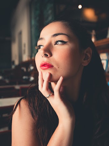 Woman Wearing Black Top