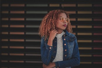 Woman Wearing Blue Denim Jacket