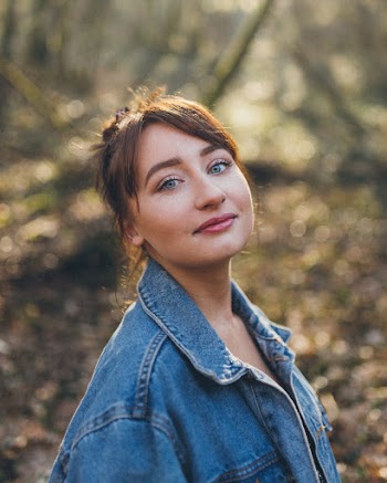 Woman Wearing Blue Denim Skirt