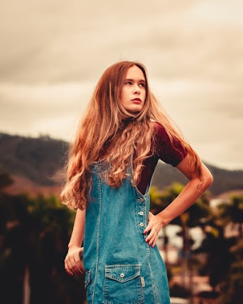 Woman Wearing Blue Denim Skirtalls
