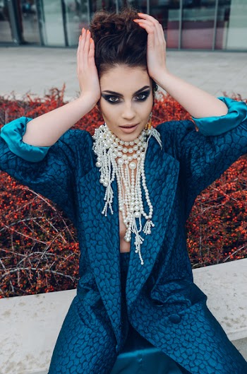 Woman Wearing Blue Long-sleeved Dress