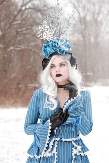 Woman Wearing Blue Long-sleeved Dress