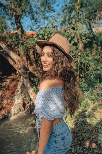 Woman Wearing Blue Off-shoudler Top