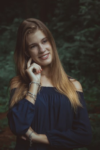 Woman Wearing Blue Off-shoulder Blouse