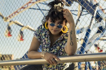 Woman Wearing Blue Sunglasses